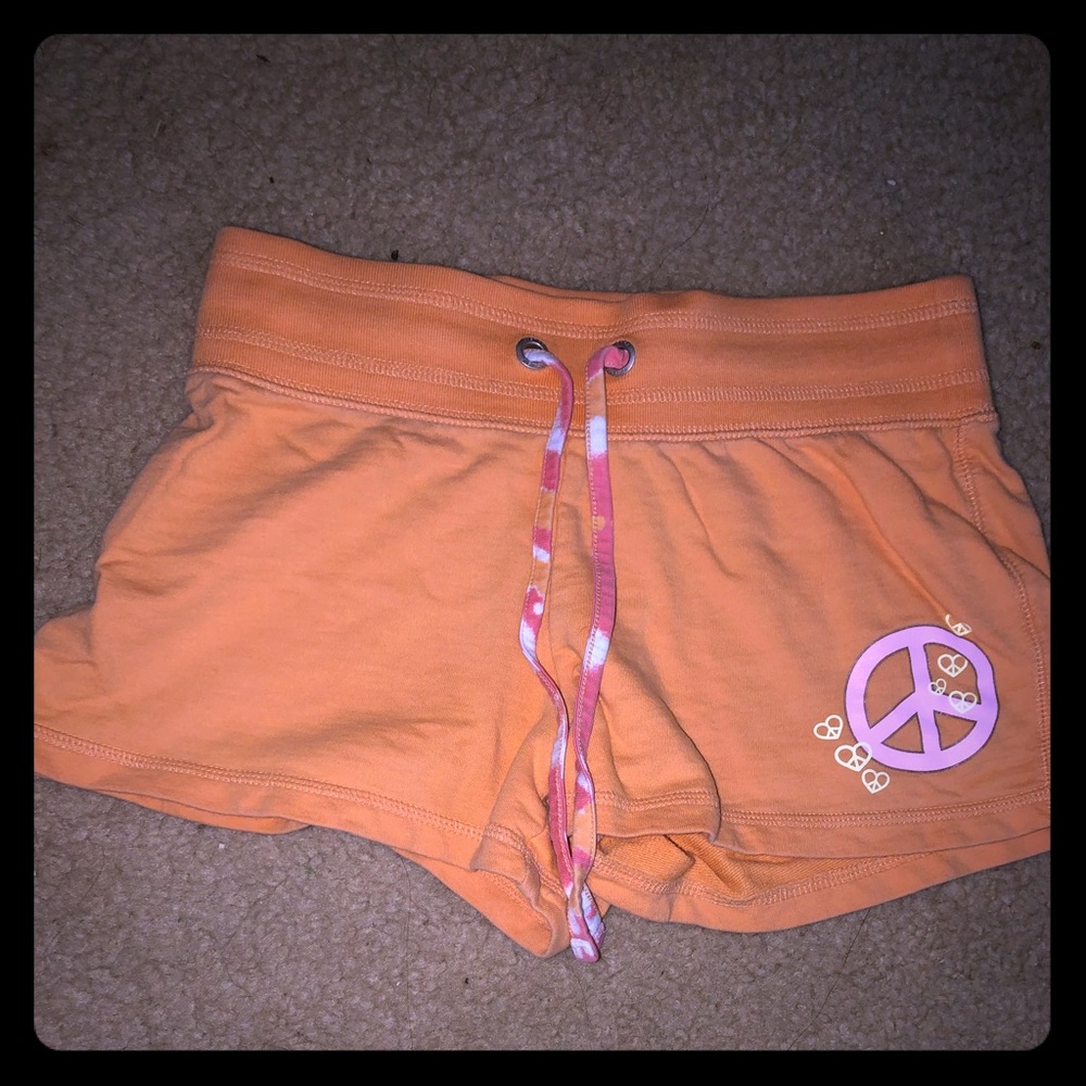 Peachy Orange Justice shorts (tie dye drawstring)